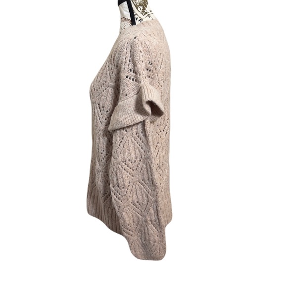 Old Navy Pointelle Knit Sweater S Blush Pink Ruffle Sleeve Pullover - Picture 3 of 8